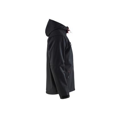 Blåkläder 4949 softshell jakke med hætte, sort/rød
