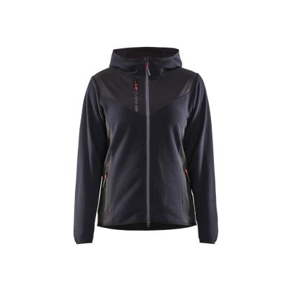 Blåkläder 5941 dame strikket jakke med softshell, mørk marineblå/sort
