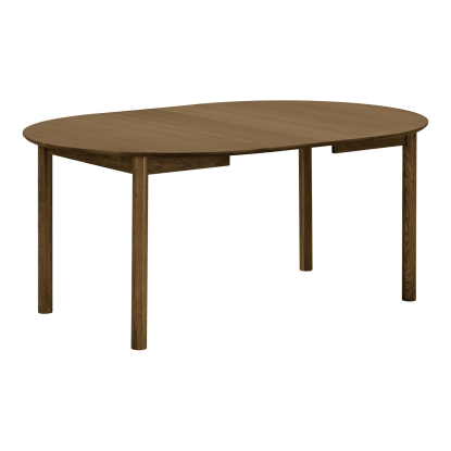 Bundaberg spisebord med to tillægsplader, røget eg, Ø120/120-220 cm