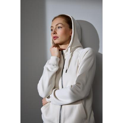 ID CORE 0639 hættetrøje med lynlås, dame, off-white