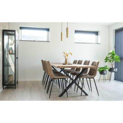 Spisebord i olieret eg med bølget kant - forberedt tillægsplader 240x95xh75 cm
