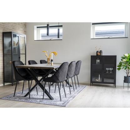 Spisebord i smoked olieret med bølget kant - forberedt tillægsplader 200x95xh75cm