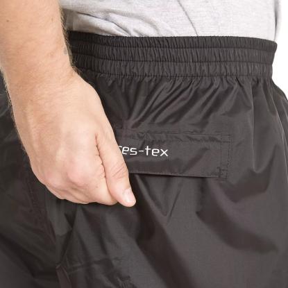 Trespass QIKPAC packaway regnbukser med pose, unisex, sort