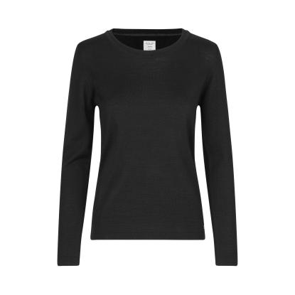Seven Seas S640 The knit pullover med rund hals, dame, sort