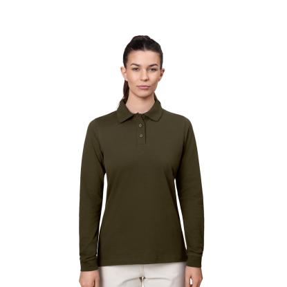 ID 0545 poloshirt med stretch, langærmet, dame, oliven