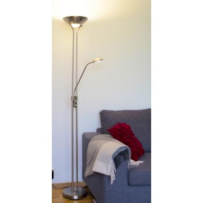 Aneta Nice gulvlampe, H179 cm, satin stål