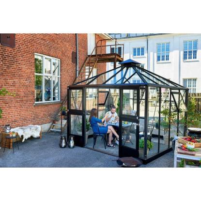 Juliana Oase drivhus 8,8 m², antracit/sort, 3 mm hærdet glas