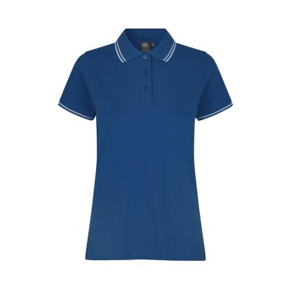 ID 0523 Kontrast poloshirt med stretch, dame, azur