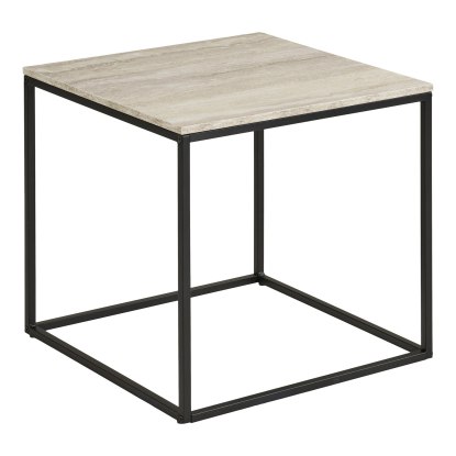 Vita hjørnebord, sort/beige travertin look, 45 x 45 cm