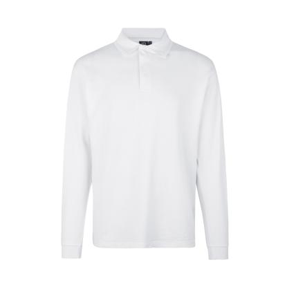 ID PRO Wear 0336 poloshirt med lange ærmer og trykknap, hvid