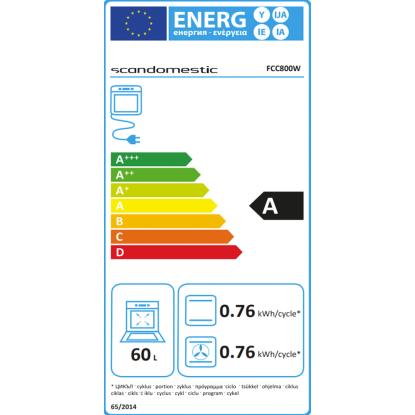 Scandomestic FCC800W glaskeramisk komfur, 60 liter