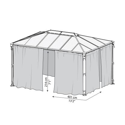 Canopia by Palram gardinsæt til  Martinique 4300 & Milano 4300 pavillon, 217 x 420 cm, grå