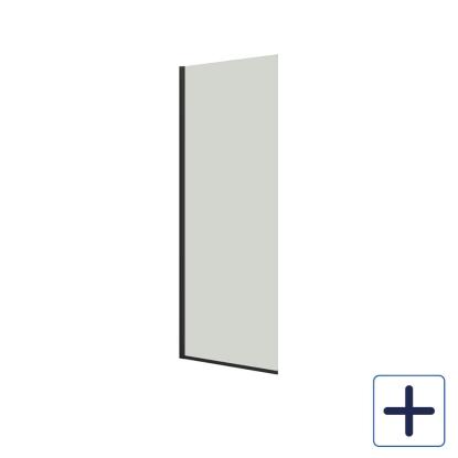 Scanbad Match D fast brusevæg, H197,5 cm, sort/klart glas