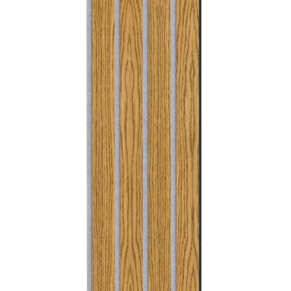 I-Wood Medio+ 4-lamel akustikpanel, brun olieret, grå filt og sort kerne, egefiner, 17 x 300 mm