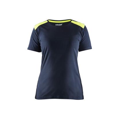 Blåkläder 3479 dame t-shirt, mørk marineblå/hi-vis gul