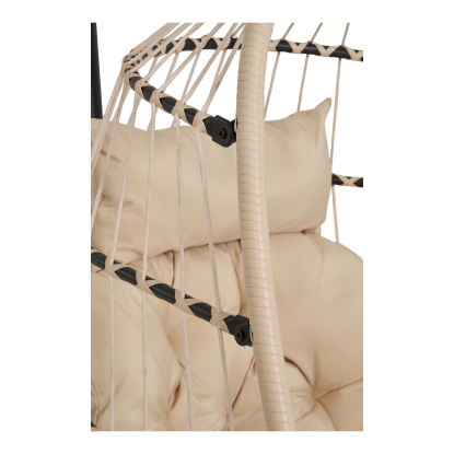 Patras hængestol med foldbart sæde, polyrattan/stål, beige/grå/sort