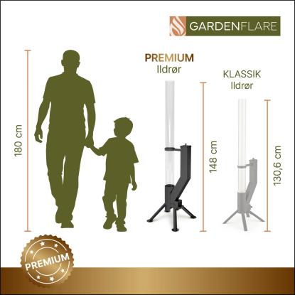 Gardenflare Premium ildrør, sort, H148 cm