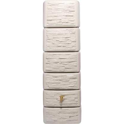 4Rain Slim Stone Decor regnvandstønde med hane, vægmodel, sandbeige - 330 liter