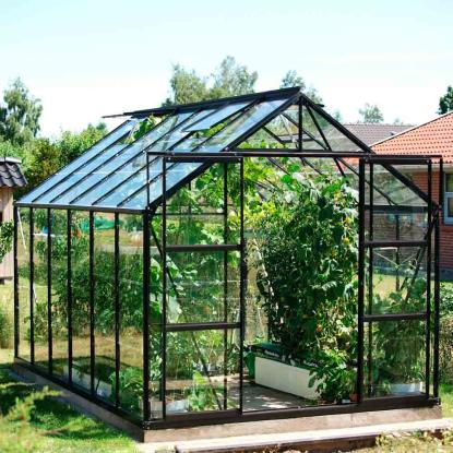 Vitavia Uranus 9900 drivhus, sort, 9,9 m², 3 mm hærdet glas, inkl. sokkel