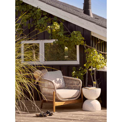 Bonita sidebord i terrazzo look, råhvid, Ø40 cm