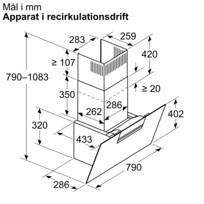 Siemens iQ300 væghængt emhætte LC87KFN60, sort, 80 cm