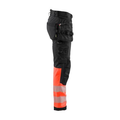 Blåkläder 1821 high vis softshell buks, sort/hi-vis rød