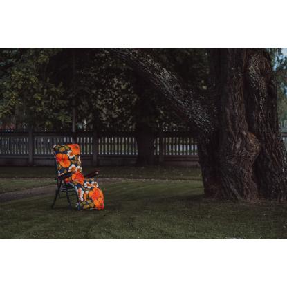 Varax Baden stol, sort stel, orange-blomstret
