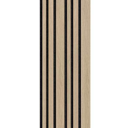 I-Wood Medio+ Mixed akustikpanel, hvid olieret, sort filt og lys kerne, egefiner, 16 x 300 mm
