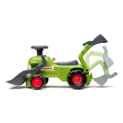 FALK Claas Vintage traktor med rat, horn og trailer, grøn
