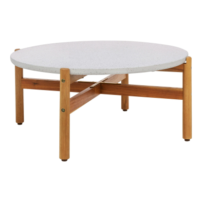 Terracina sofabord med terrazzo bordplade, akacie, Ø84,5 cm