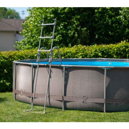Summer Waves Active Frame pool med filterpumpe og stige, rattan look, brun, Ø457 x 106 cm