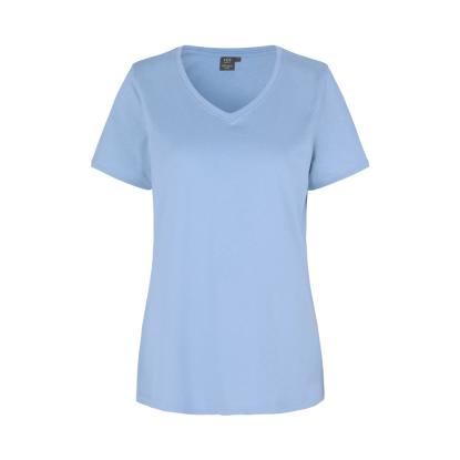 ID PRO Wear CARE 0373 T-shirt med v-hals, dame, lys blå