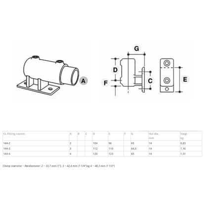 Clarrods Clamps CL144 lodret rækværksflange