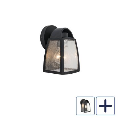 LUTEC KELSEY udendørs væglampe, E27, IP44, H20 cm, sort