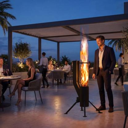 Gardenflare XXL ildrør, sort, H215 cm