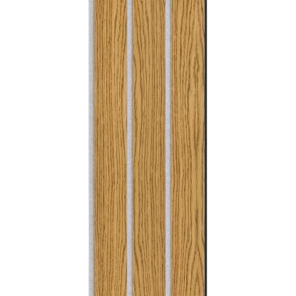 I-Wood Basic 3-lamel akustikpanel, brun olieret, grå filt og sort kerne, egefiner, 17 x 300 mm 