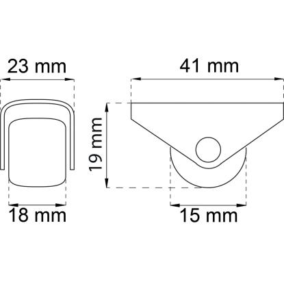 Habo 103 møbelhjul med plastrulle, Ø15 mm - 4 stk.