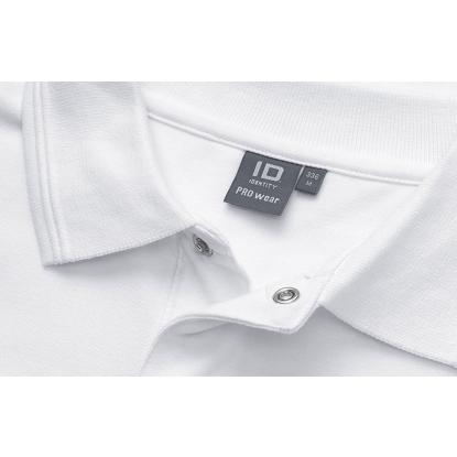 ID PRO Wear 0336 poloshirt med lange ærmer og trykknap, hvid