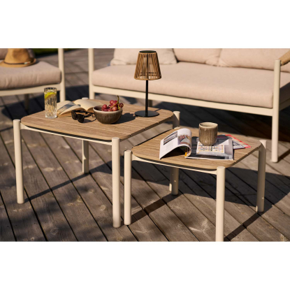 Abela loungesæt med hynder, aluminium/nonwood, sand/natur