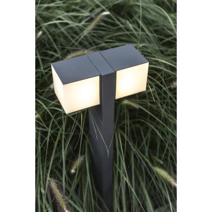 LUTEC CUBA udendørs LED bedlampe, 2 lyskilder, H75 cm, IP54, mørk grå