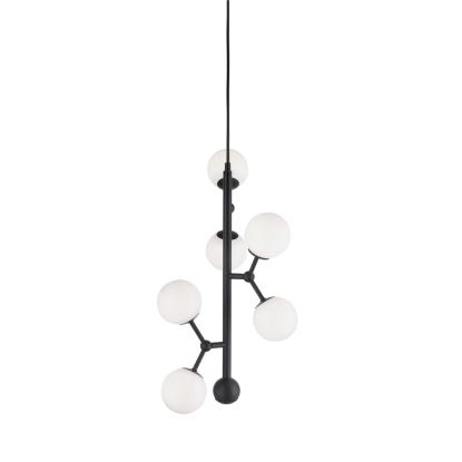 Halo Design Atom Vertical lysekrone, 45 cm, Ø30 cm, 6 x G9, sort/opal