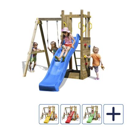 Fungoo Funny3 legetårn med sandkasse, gynge og rutsjebane, natur