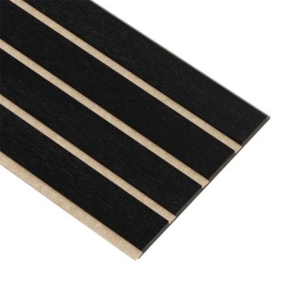 I-Wood Medio+ 4-lamel akustikpanel, sortmalet, beige filt og sort kerne, egefiner, 17 x 300 mm