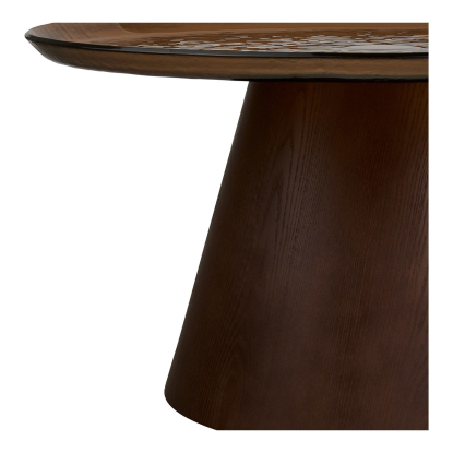 Orvieto sofabord med glasplade, mørkebrun askefiner, Ø80 cm