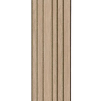 I-Wood Basic Mixed akustikpanel, ubehandlet natur, brun filt og sort kerne, egefiner, 17 x 300 mm 