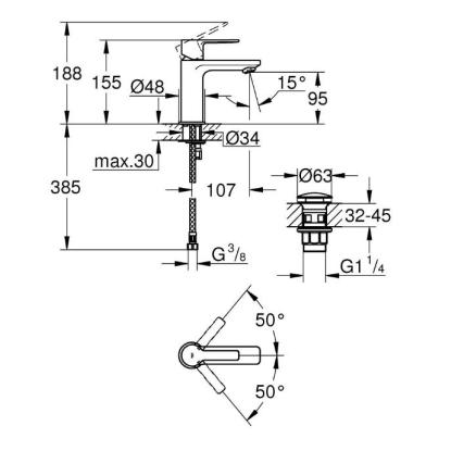 GROHE Lineare New XS håndvaskarmatur med push-open bundventil, krom