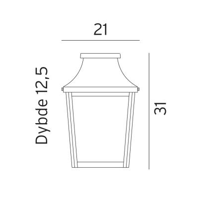 Norlys Chelsea væglampe, E27, IP44 - 31 x 21 cm, kobber
