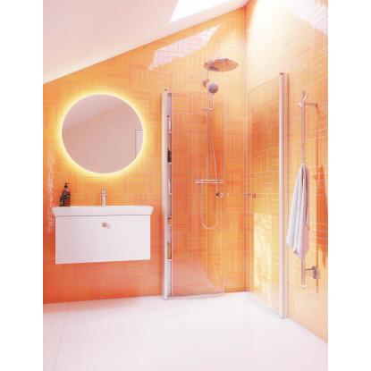 Scanbad Match E halvrund svingdør, H200 cm, satin/klart glas