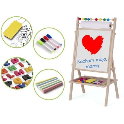 Staffeli med whiteboard, kridttavle og papir inkl. tilbehør, 62 x 28 x 44 cm