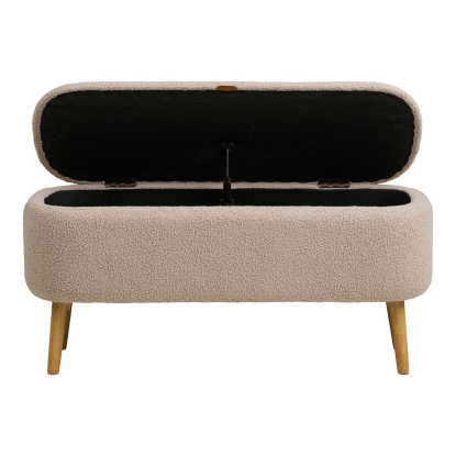 Harlow bænk med opbevaring, bouclé, beige, 95 cm